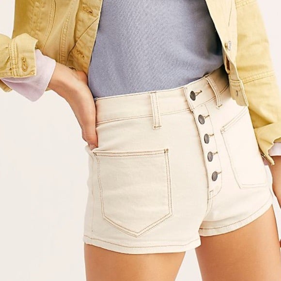 Free People We The Free Bridgette Cream Button Fly Denim Short