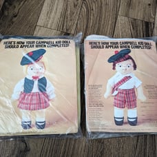 Vintage Crafts Campbell Soup Kids Dolls Kit Boy and Girl Bucilla needlework kits