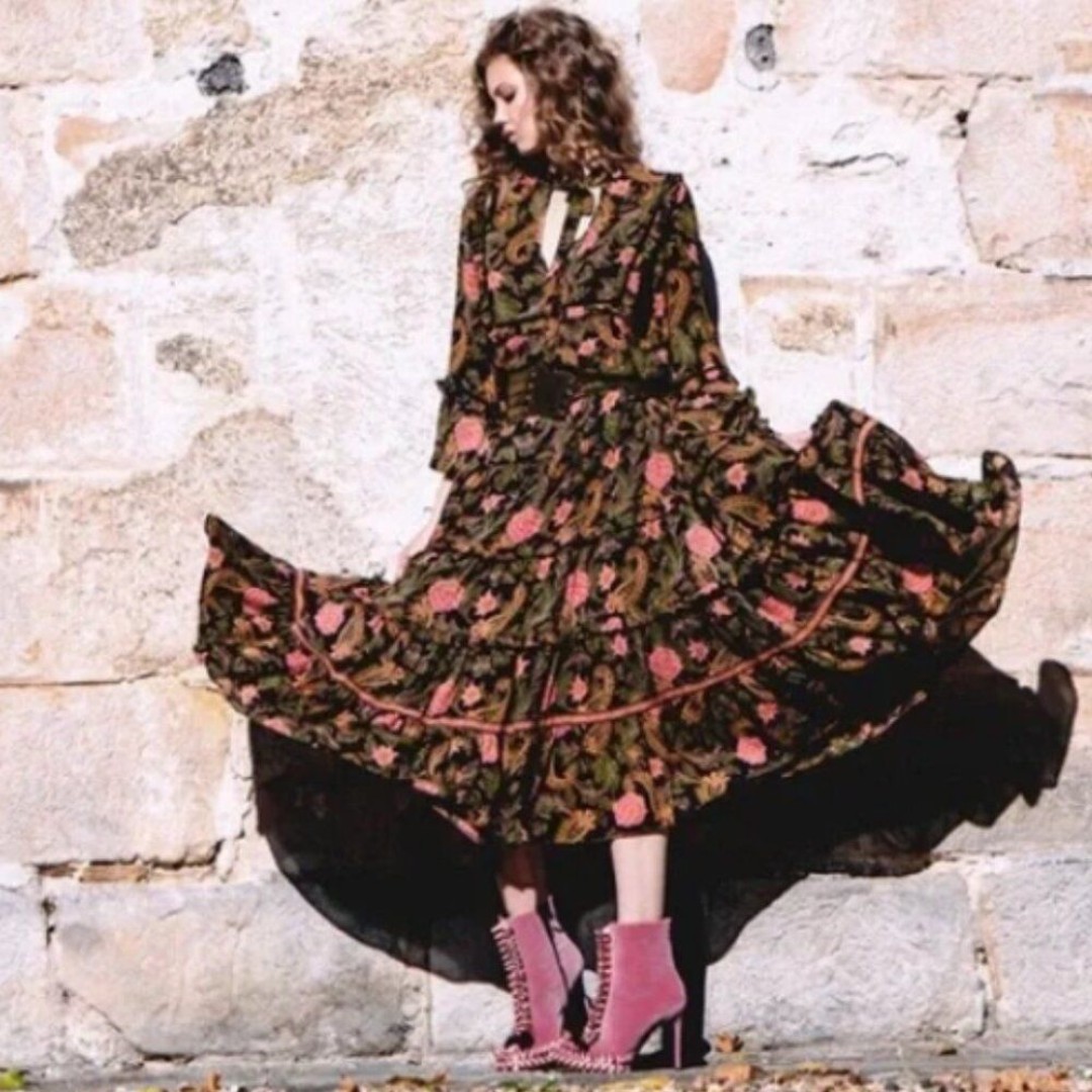 SPELL & The Gypsy x Free People Etienne Floral Maxi Dress Romantic Prairie S