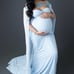 Blue Maternity Dress with cape