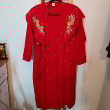 Focus USA 100% Acrylic Red Women coat with Gold Trim And Studs One size fit all