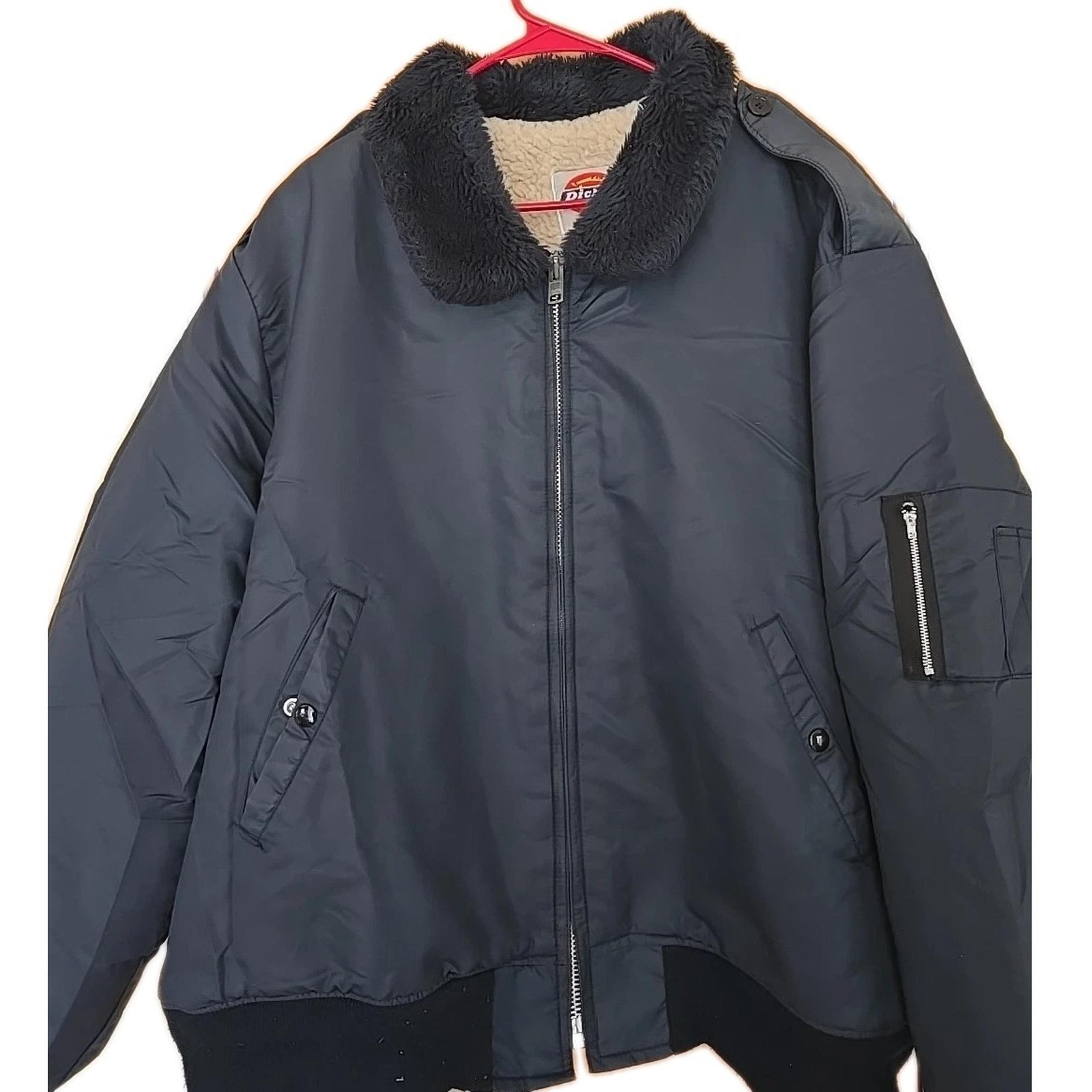 Vintage Dickies Sherpa Lined Fur Collar Bomber Nylon Jacket Size XXL Made In USA