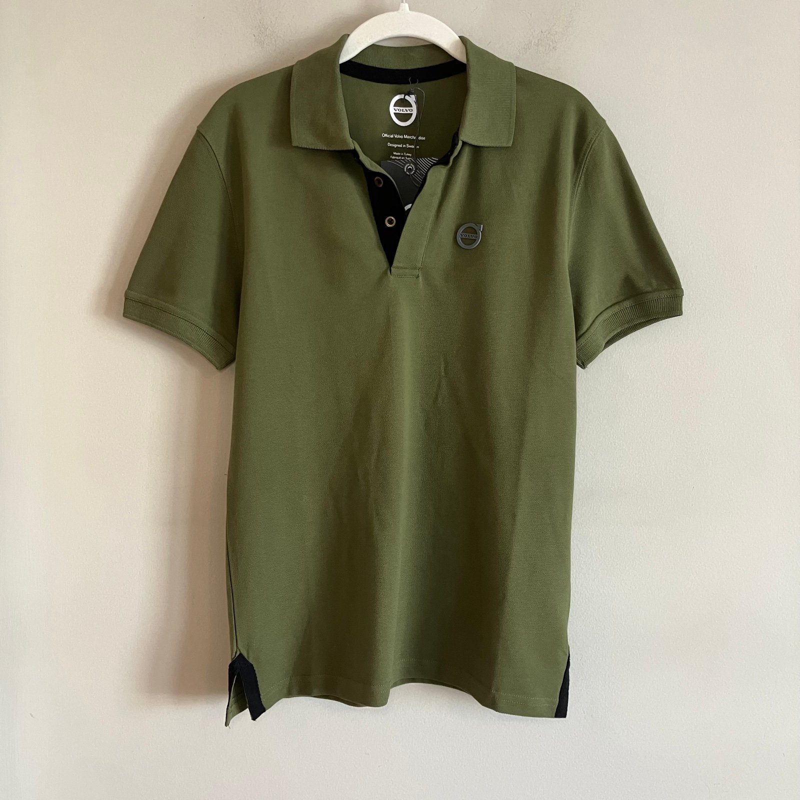NWT Men’s Volvo Iron Mark World Polo Shirt Organic Cotton Olive Green US XS