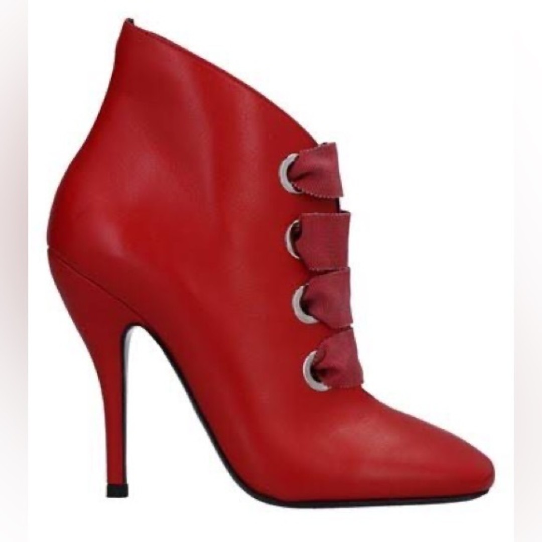 ERMANNO SCERVINO WOMAN ANKLE BOOTS RED SIZE 6.5 SOFT LEATHER