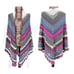 Womens Handmade Triangular Stripe Crochet Afghan Wrap Shawl Multi-Color One Size