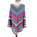 Womens Handmade Triangular Stripe Crochet Afghan Wrap Shawl Multi-Color One Size