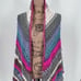 Womens Handmade Triangular Stripe Crochet Afghan Wrap Shawl Multi-Color One Size