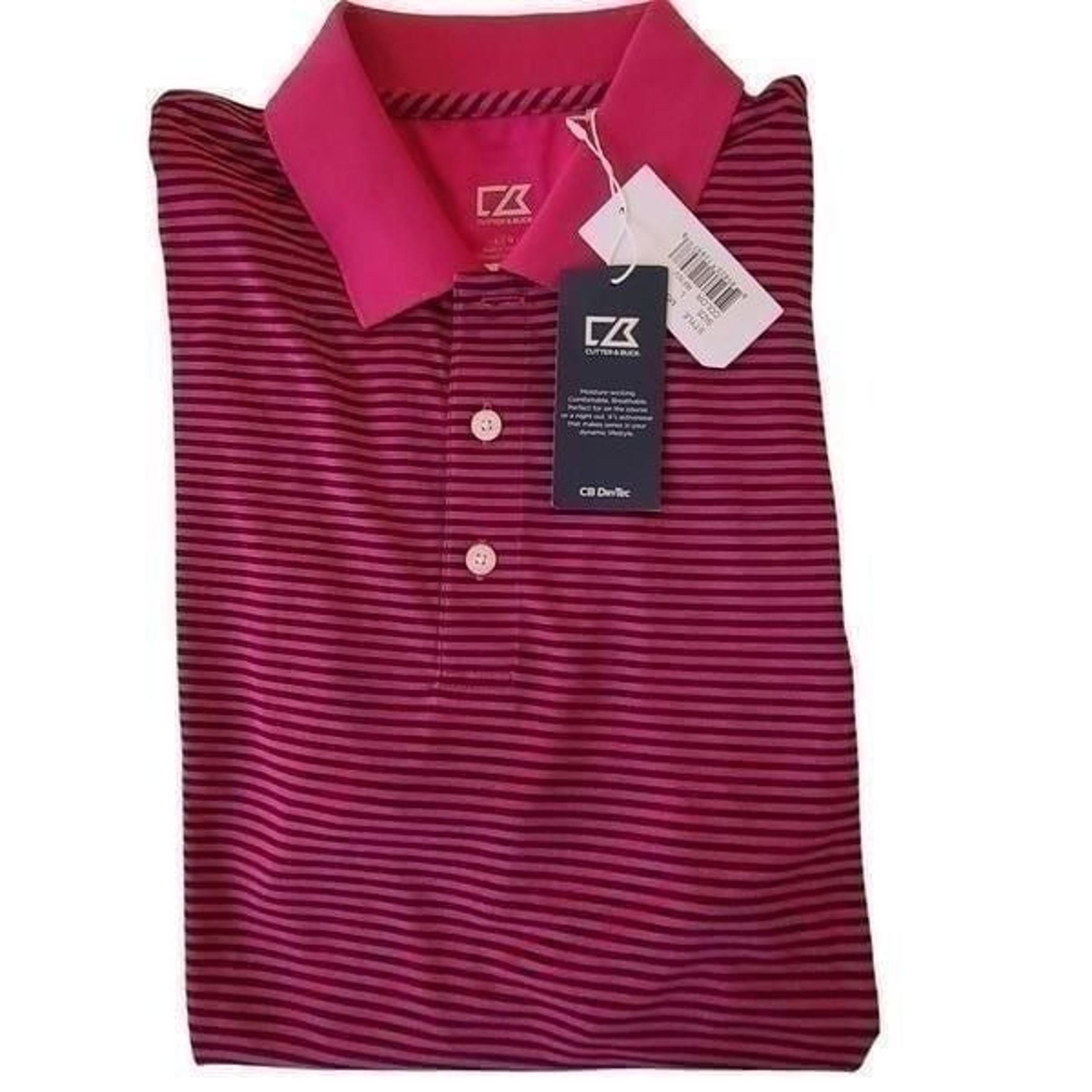 NWT Cutter & Buck Men's Drytek Stripe Polo Shirt Size Large