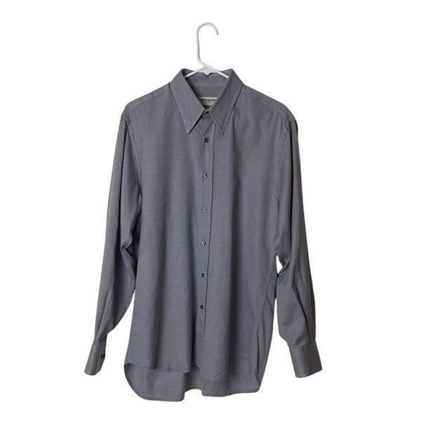 Yves Saint Laurent Mens Long-Sleeve Button-Down Shirt Gray 41/16 Made In Italy