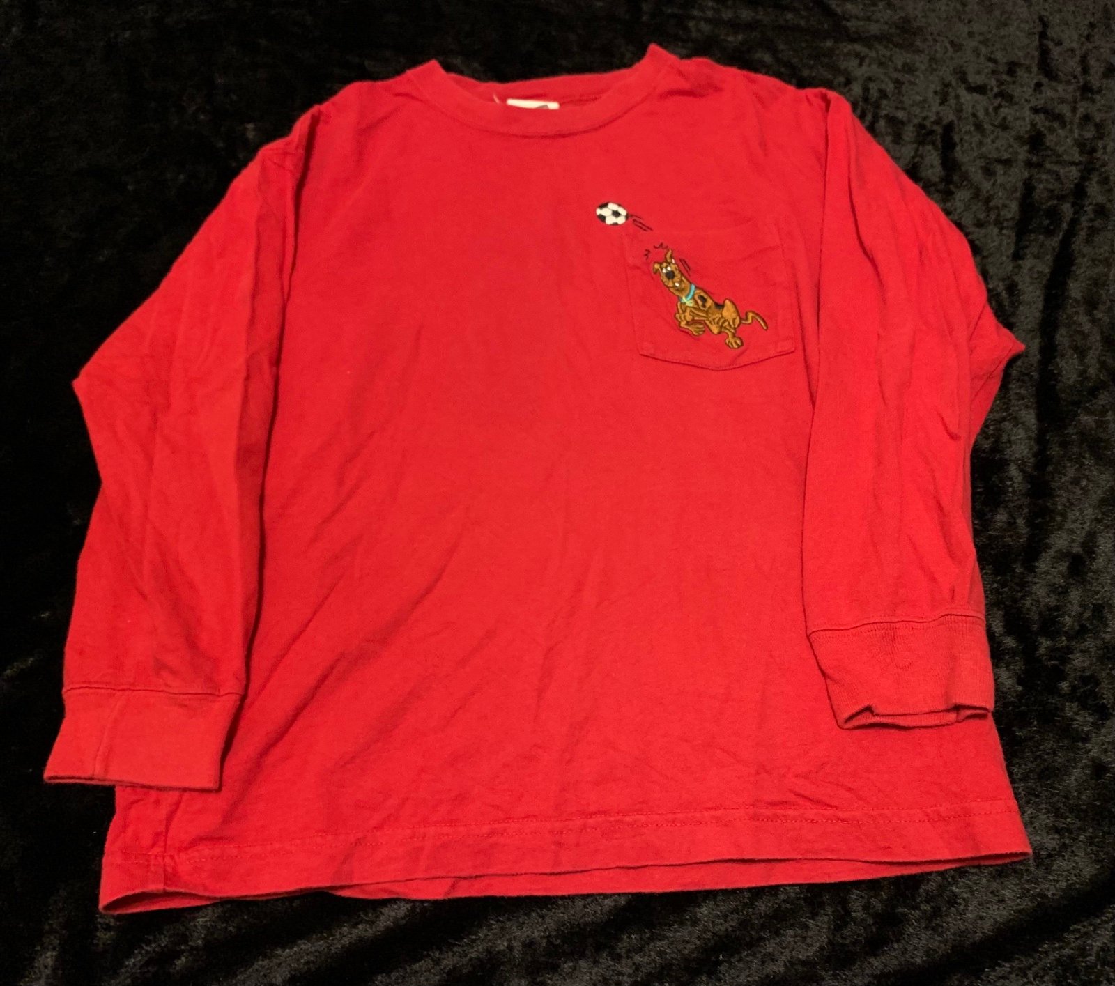 Boys Medium Vintage 2000 Scooby Doo Soccer Long Sleeve Tshirt