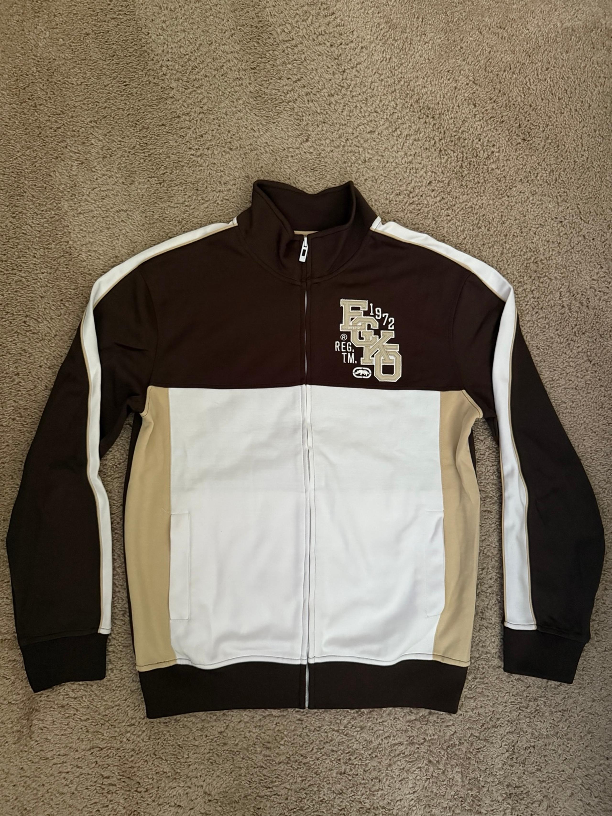 ECKO UNLTD Full Zip / Track Jacket / Dark Brown / Tan / White / Men’s size M