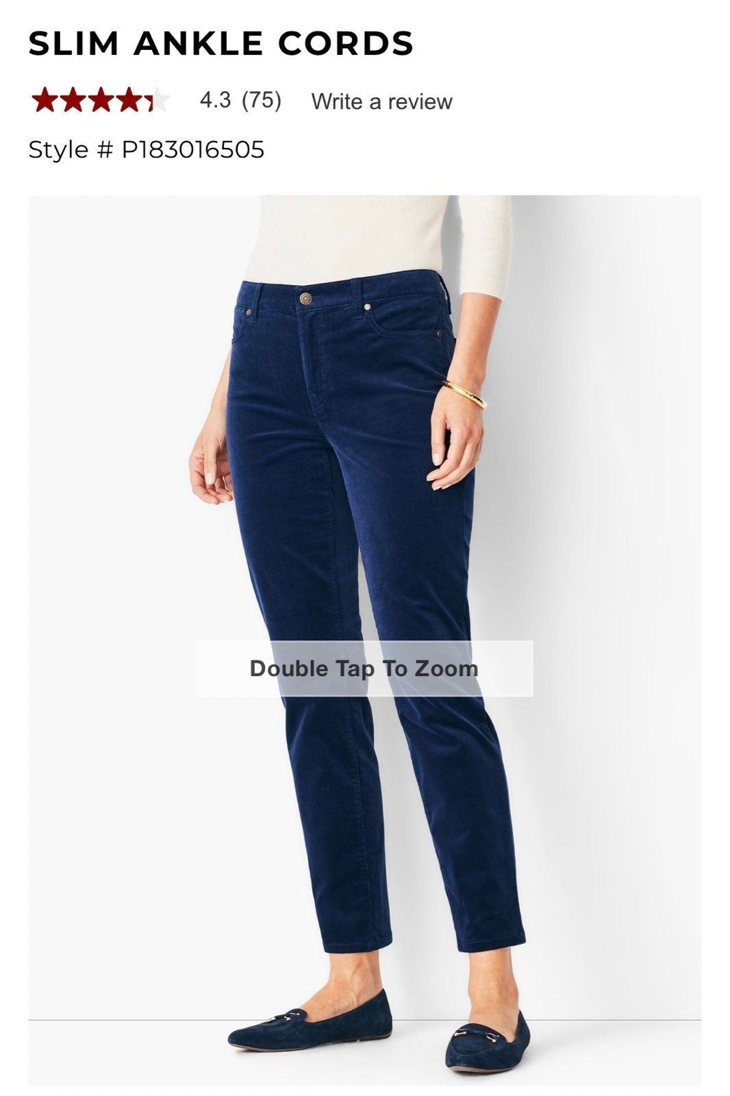Talbots Corduroy Slim Ankle Pant