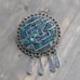 Sterling Silver Taxco Mexico Brooch/Pendant Inlay Crushed Lapis Turquoise READ