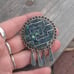 Sterling Silver Taxco Mexico Brooch/Pendant Inlay Crushed Lapis Turquoise READ