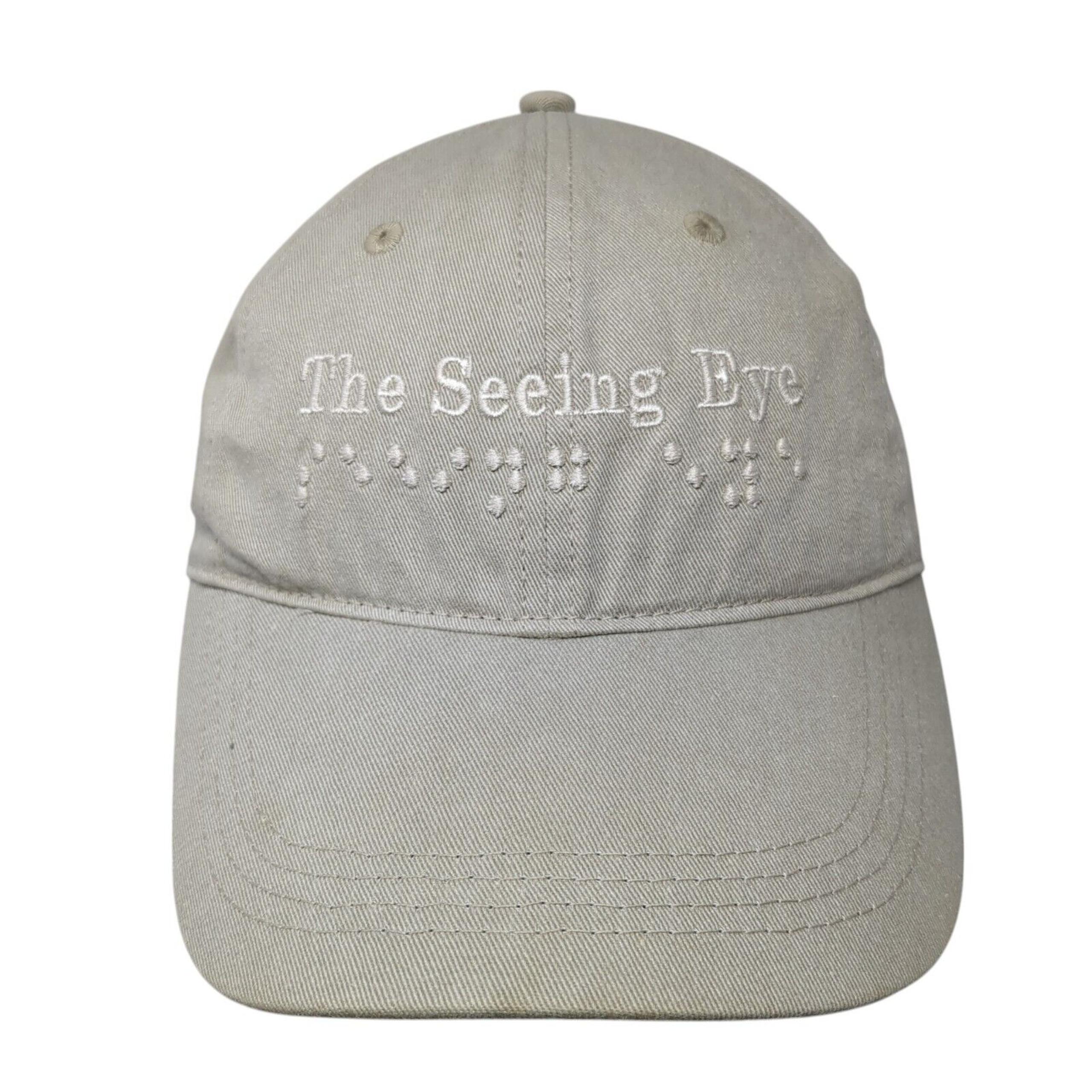 The Seeing Eye Slideback Hat Tan One Size Adjustable Embroidered 6 Panel Cotton