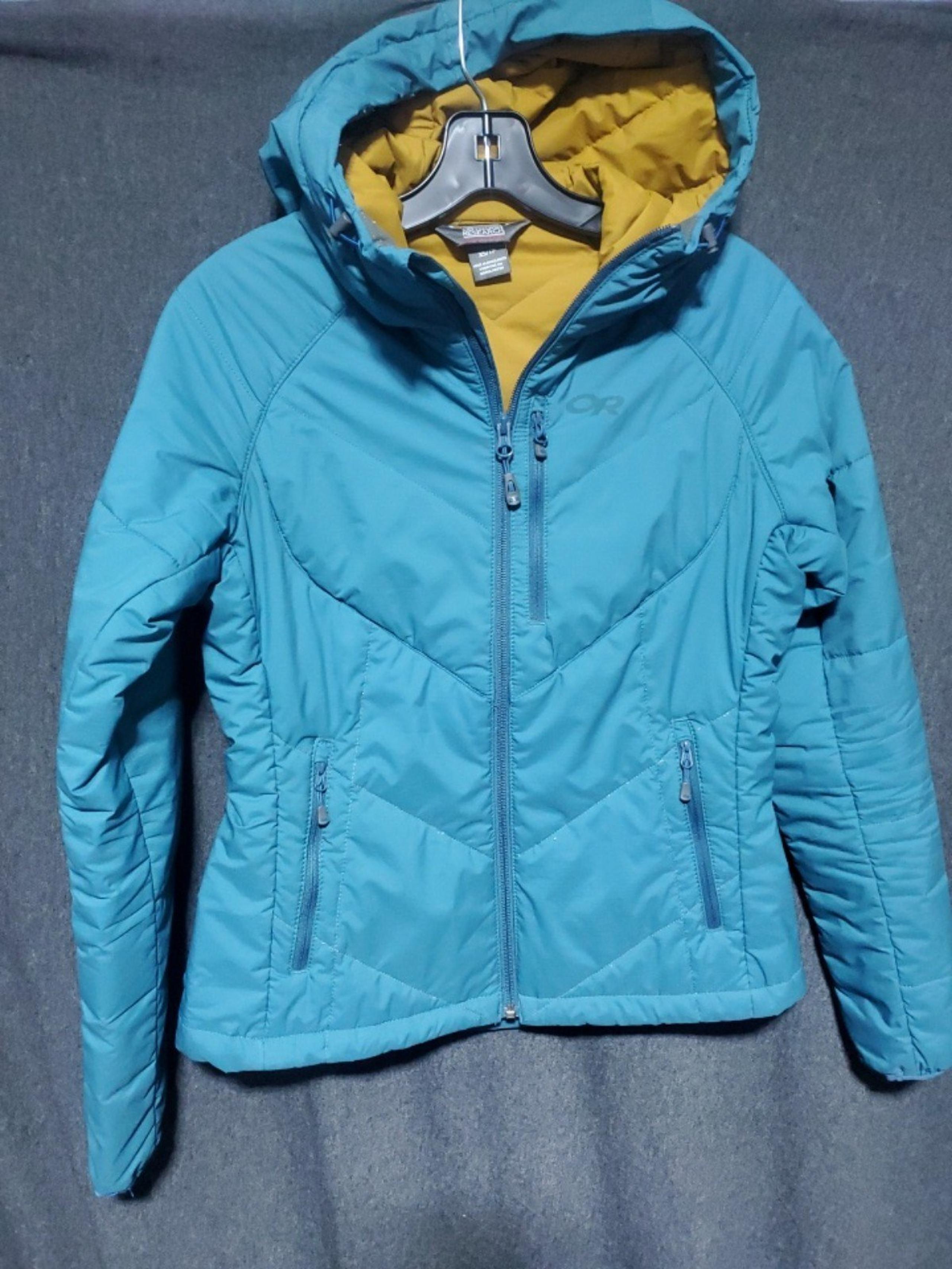 OUTDOOR RESEARCH GOOSE DOWN HOODED PUFFER COAT sz xsmall