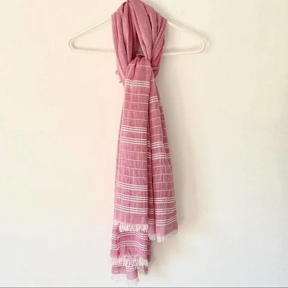 Pink Fringe Cotton Blend Scarf Wrap NWOTS