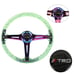 NEW TRD Universal 6-Hole 350mm Deep Dish Green Crystal Bubble Steering Wheel