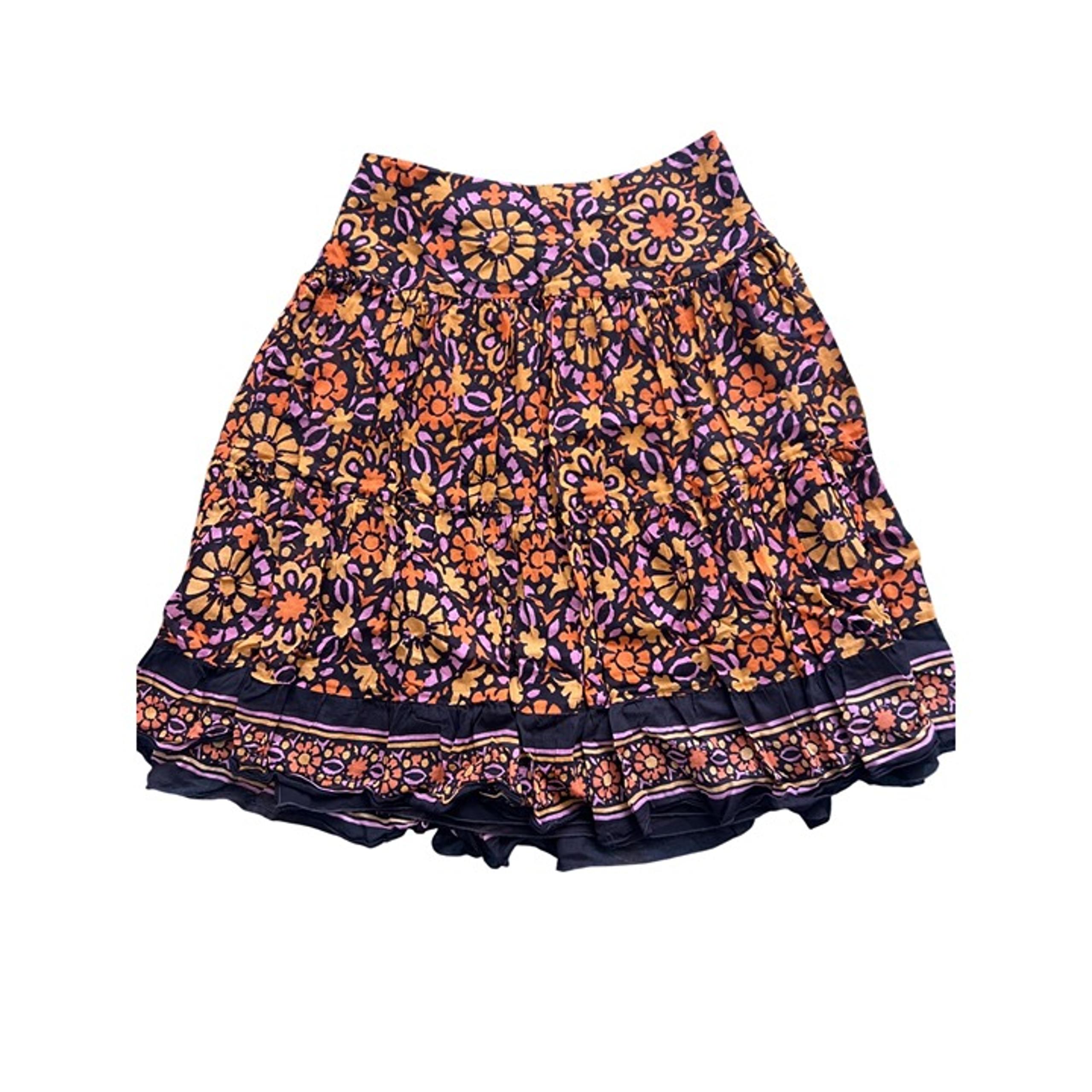 Trina Turk Floral Print A Line Skirt Boho Floral Retro Side Zip Cotton Size 6