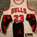 Jordan 1 Satin Bred with Chicago Bulls Jersey