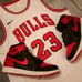 Jordan 1 Satin Bred with Chicago Bulls Jersey