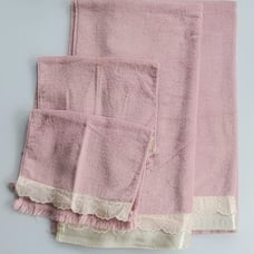Vintage Grand Prix by Avanti Pink Seashell Trim Bath Hand Towel Set of 4