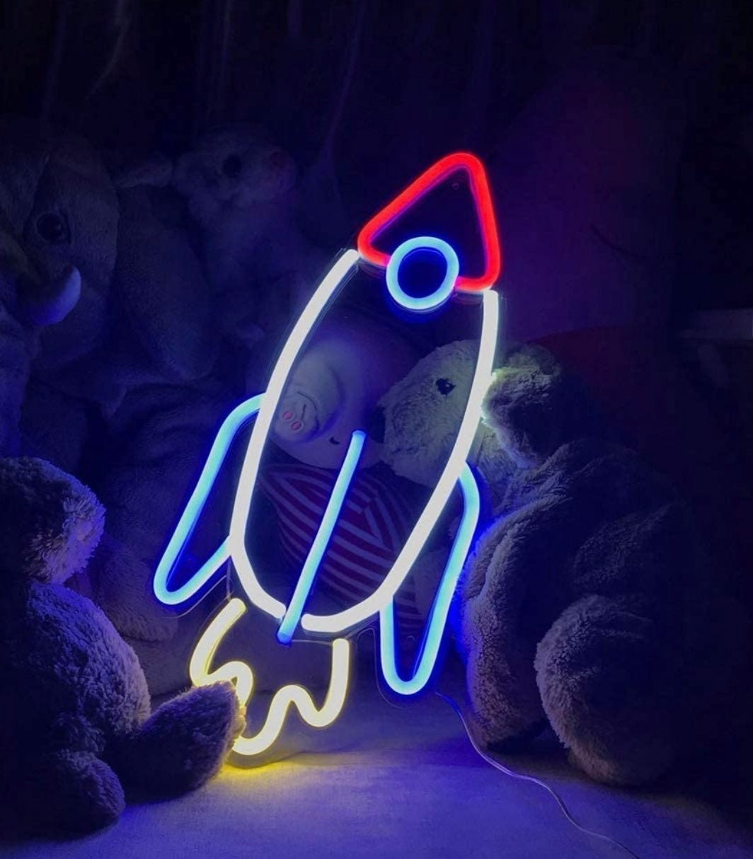 Bright Cool Rocket Ship Light Room Decor