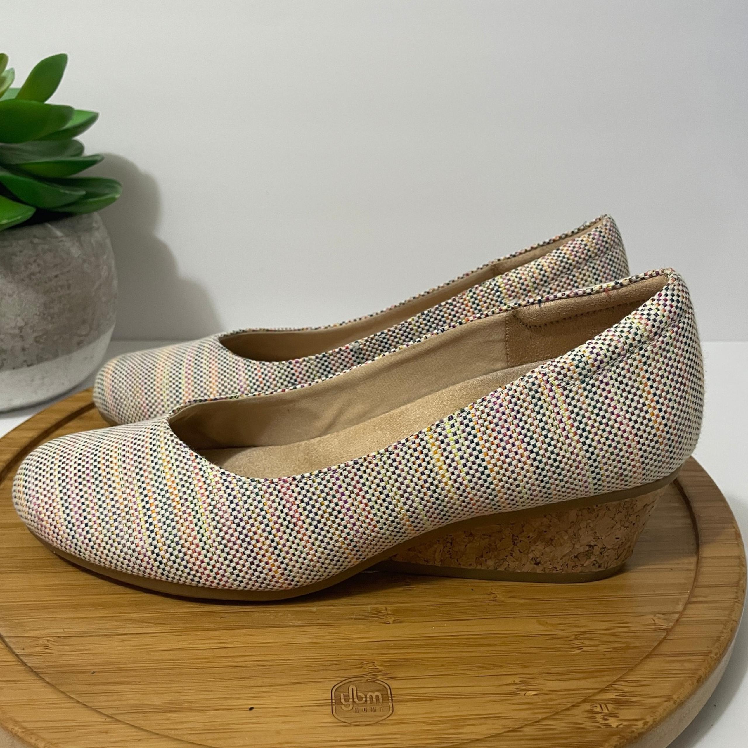 Dr. Scholl's Be Ready Cork Wedge Heels Colorful Slip-On Pumps Size 9.5M