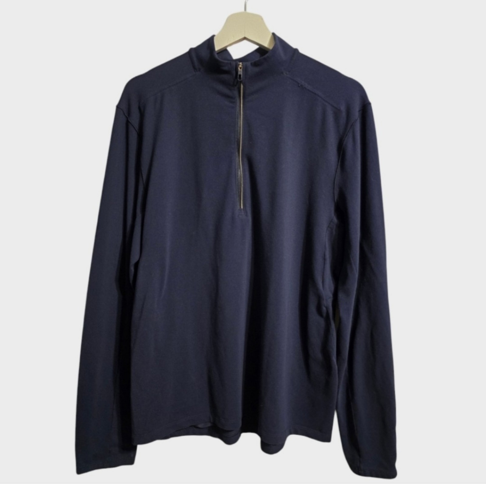Lululemon Surge Warm Pullover Mens Medium Navy 1/2 Zip Thum-Loops Reflective Run