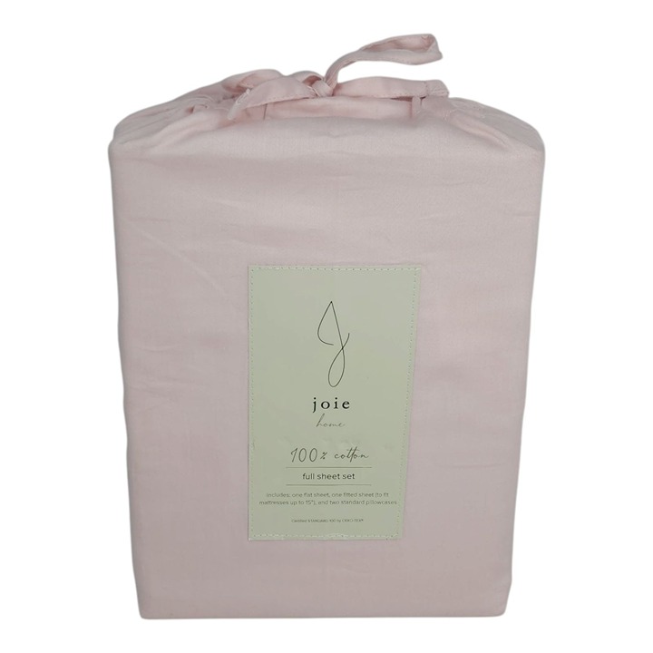 Joie Home 100% Cotton Full Double Sheet Set Pink Fits Mattresses Up To 15