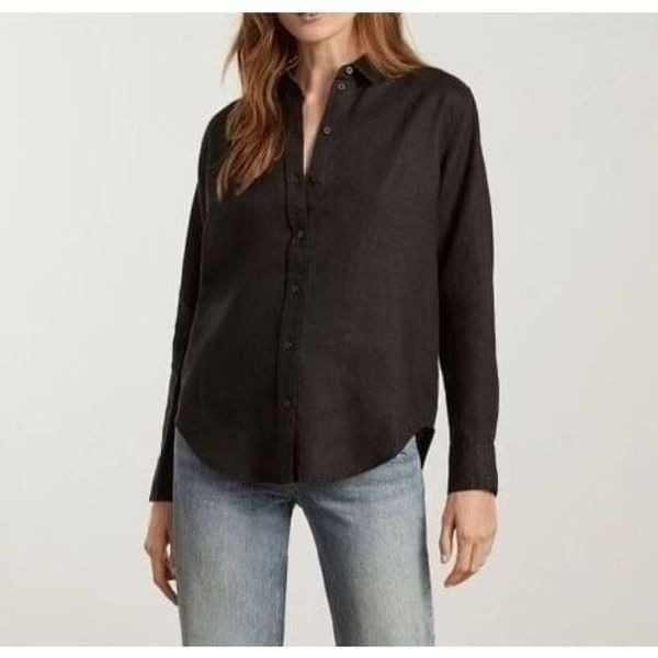 Everlane The Linen Relaxed Shirt Black Size 10