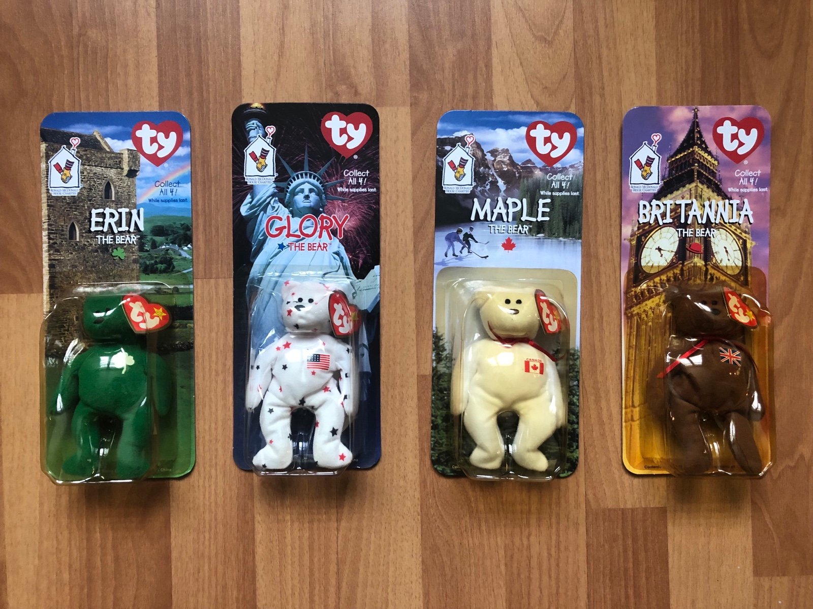 Ty Teenie Bennie Babies Collect all 4 Bears ( Erin, Maple,Glory and Britannia)