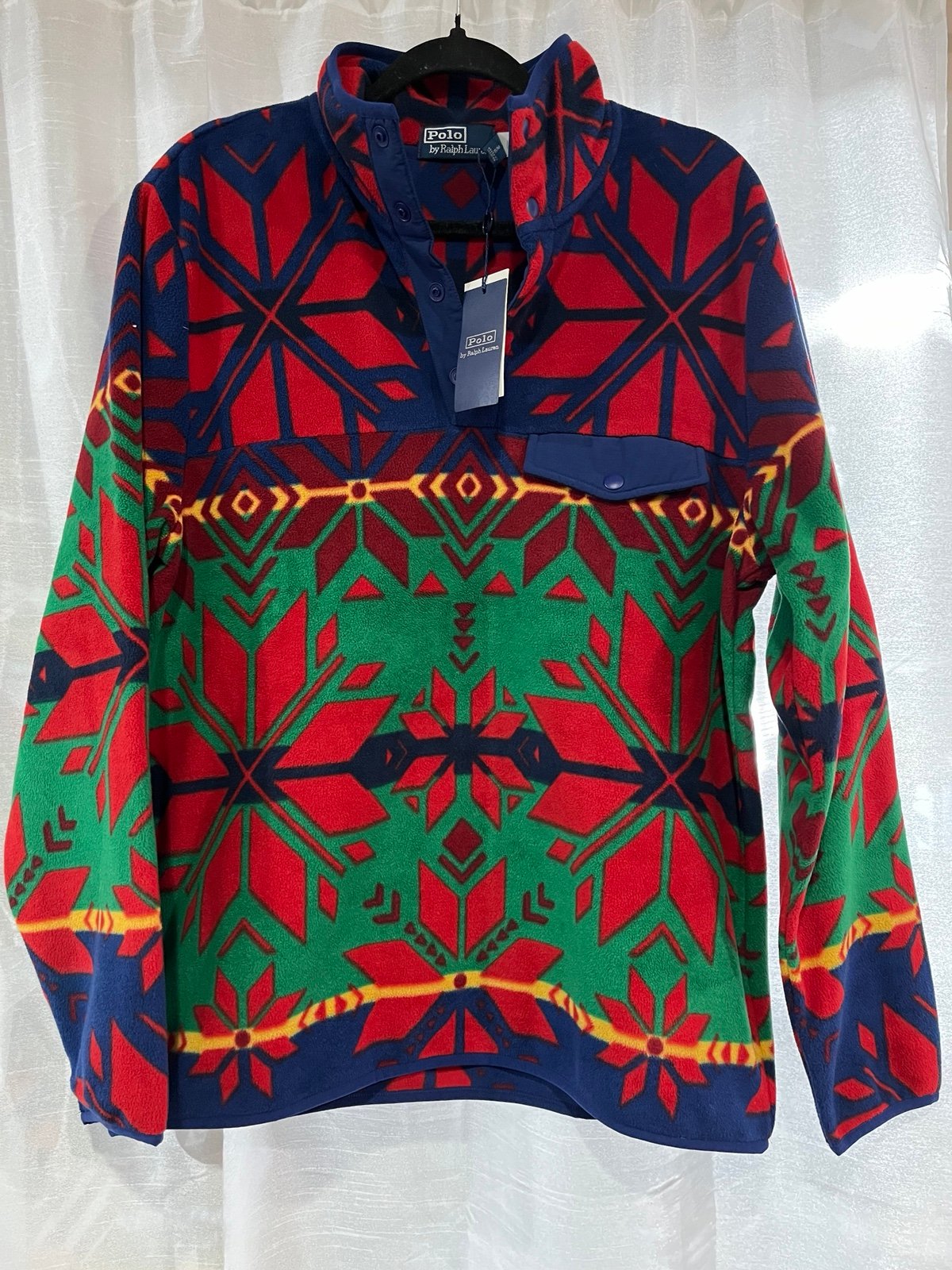 Polo Ralph Lauren Men’s Fleece Geo-Print Half-Snap Mock Neck Sweatshirt