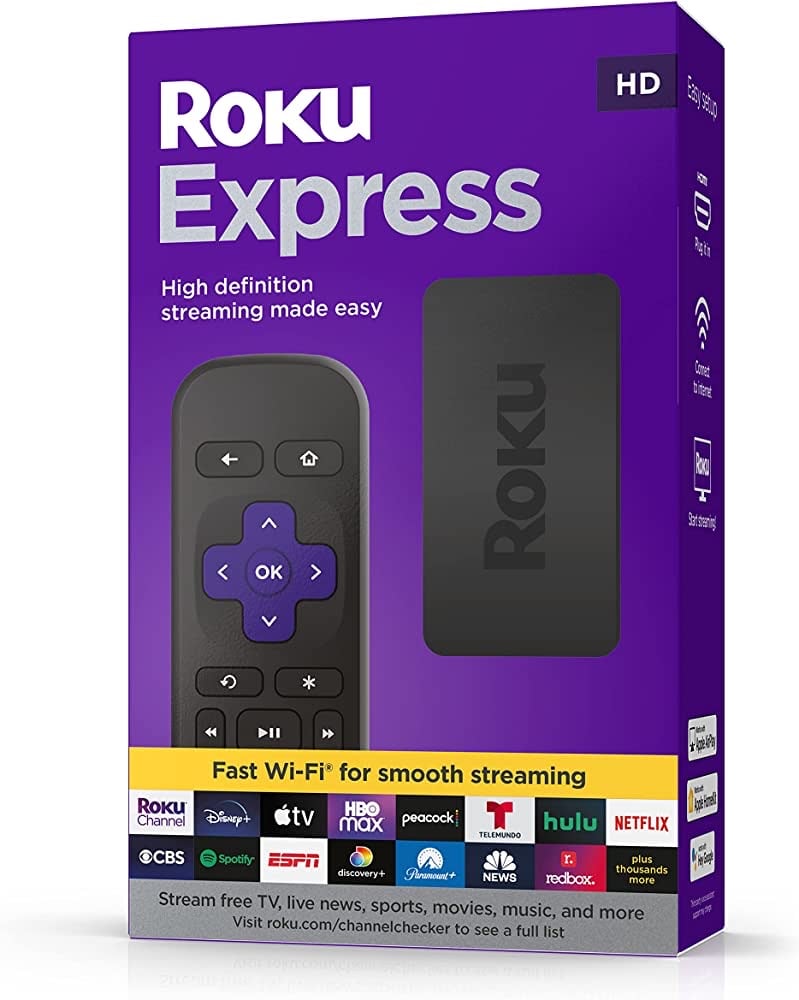 Roku Express (New, 2022) HD Streaming Device with High-Speed HDMI Cable and Simp