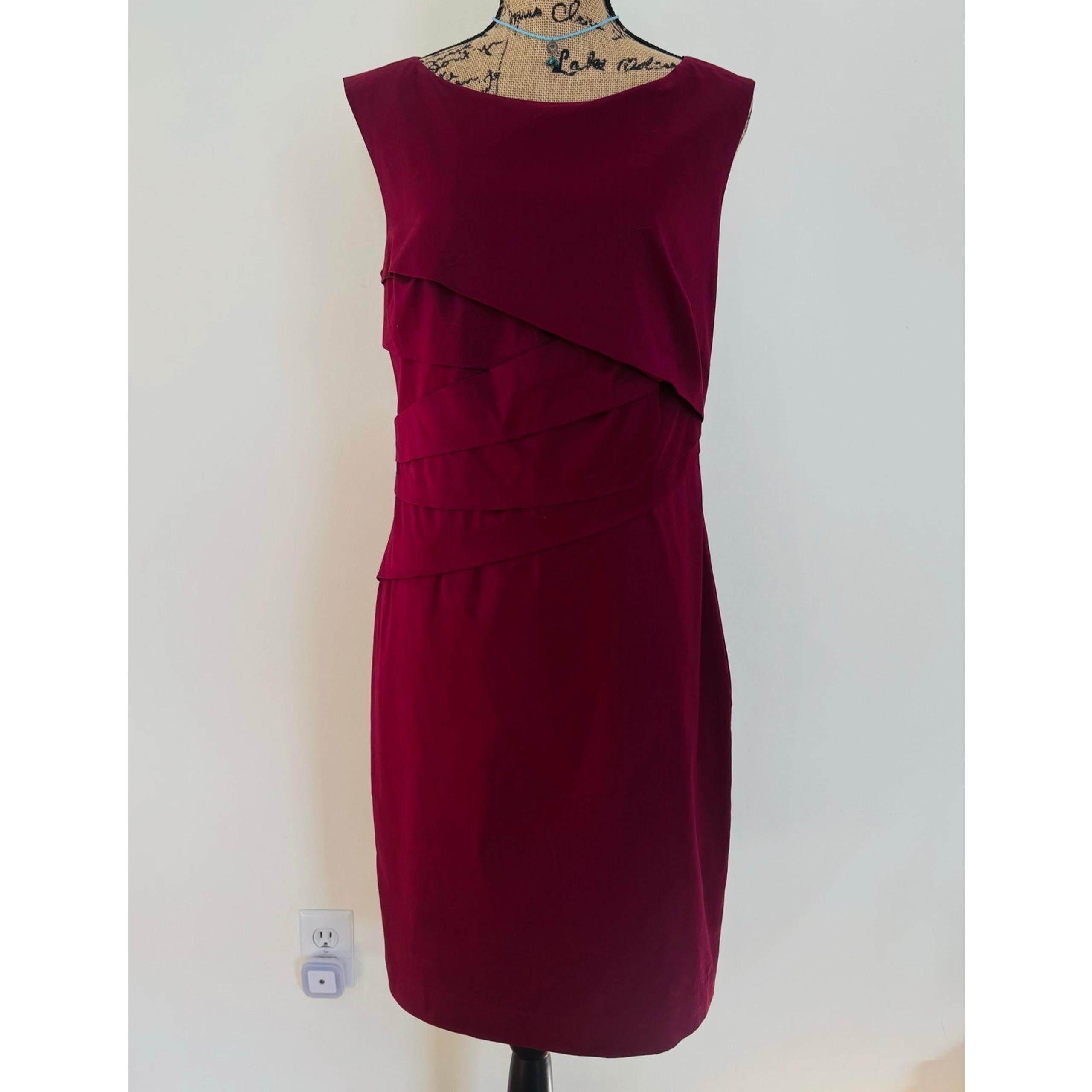 Ann Taylor Burgundy Wine Berry Sleeveless Cotton Side Zipper Fitted Dress 10 NEW