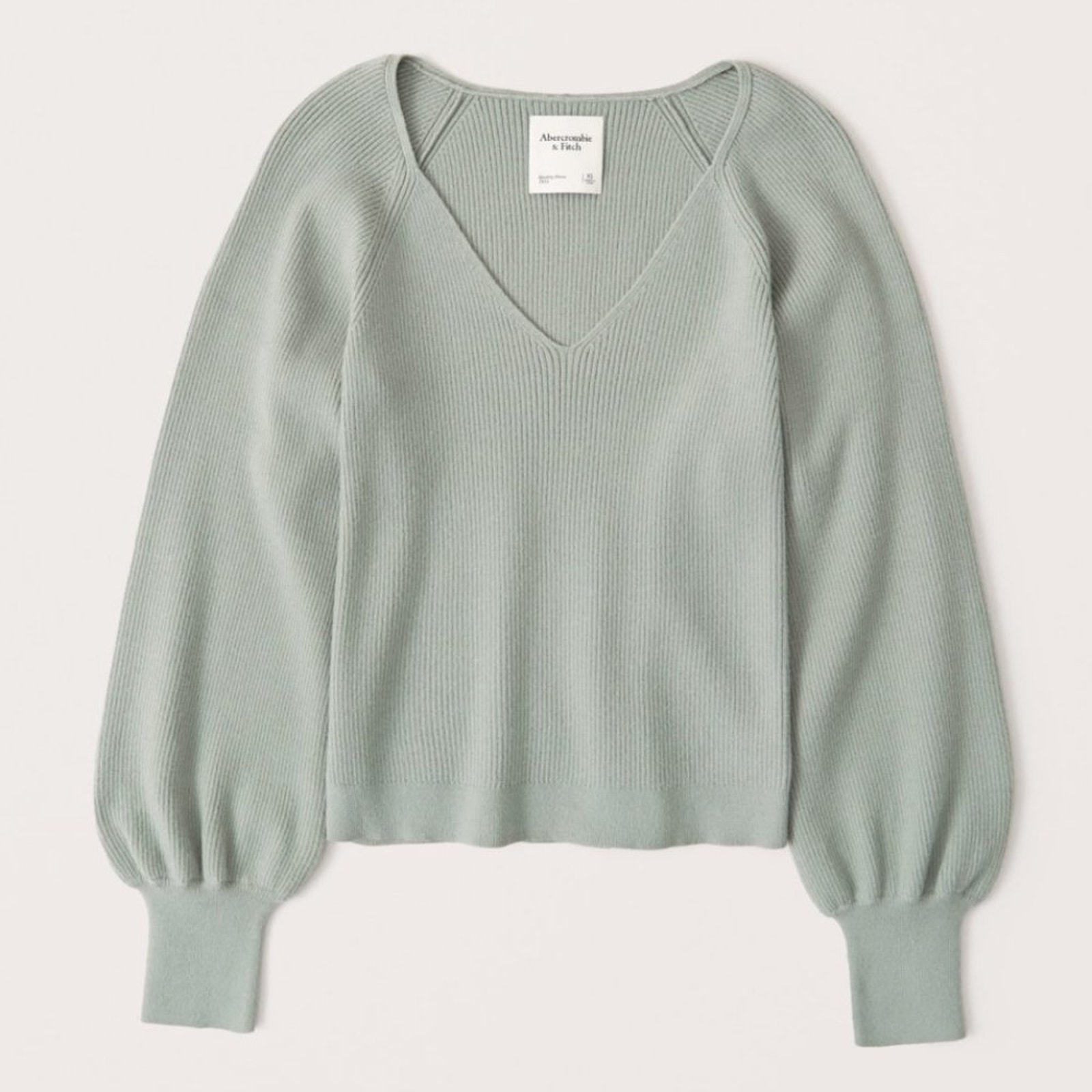 Abercrombie & Fitch Sage green ribbed v neck sweater XXS