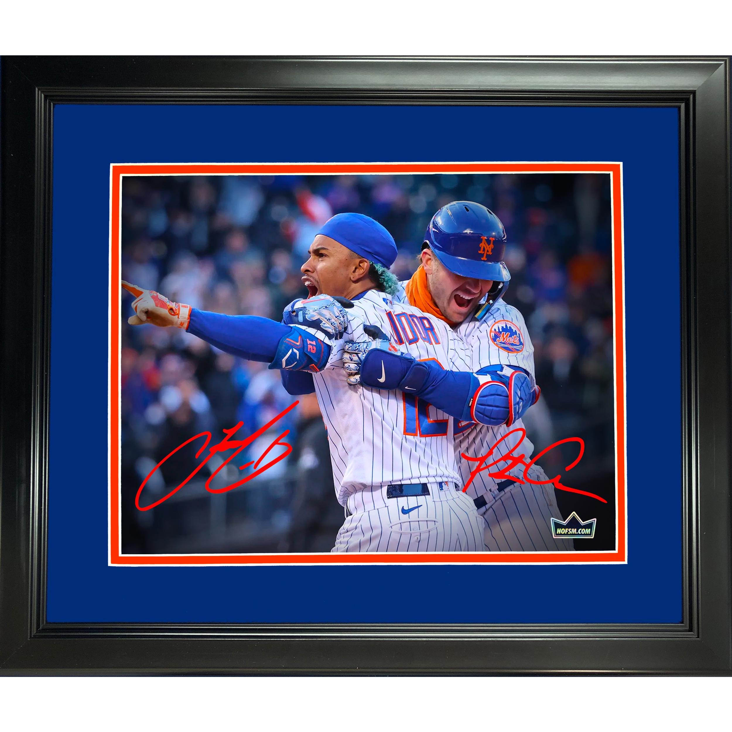 Framed Pete Alonso Francisco Lindor New York Mets Dual Facsimile Auto 11 x14