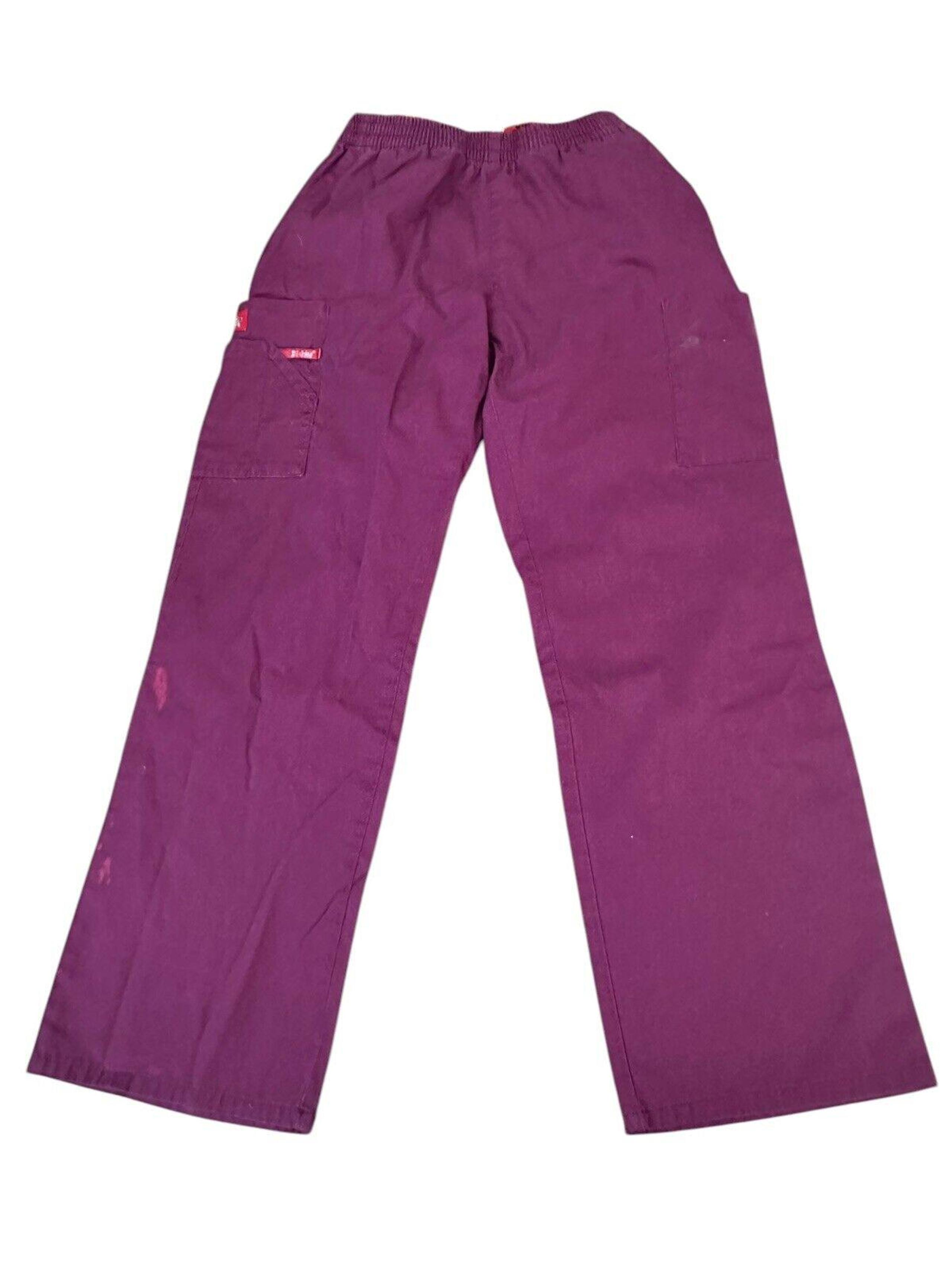 Dickies EDS Pull-On Burgundy Wine Cargo Scrub Pants Size Petite Small