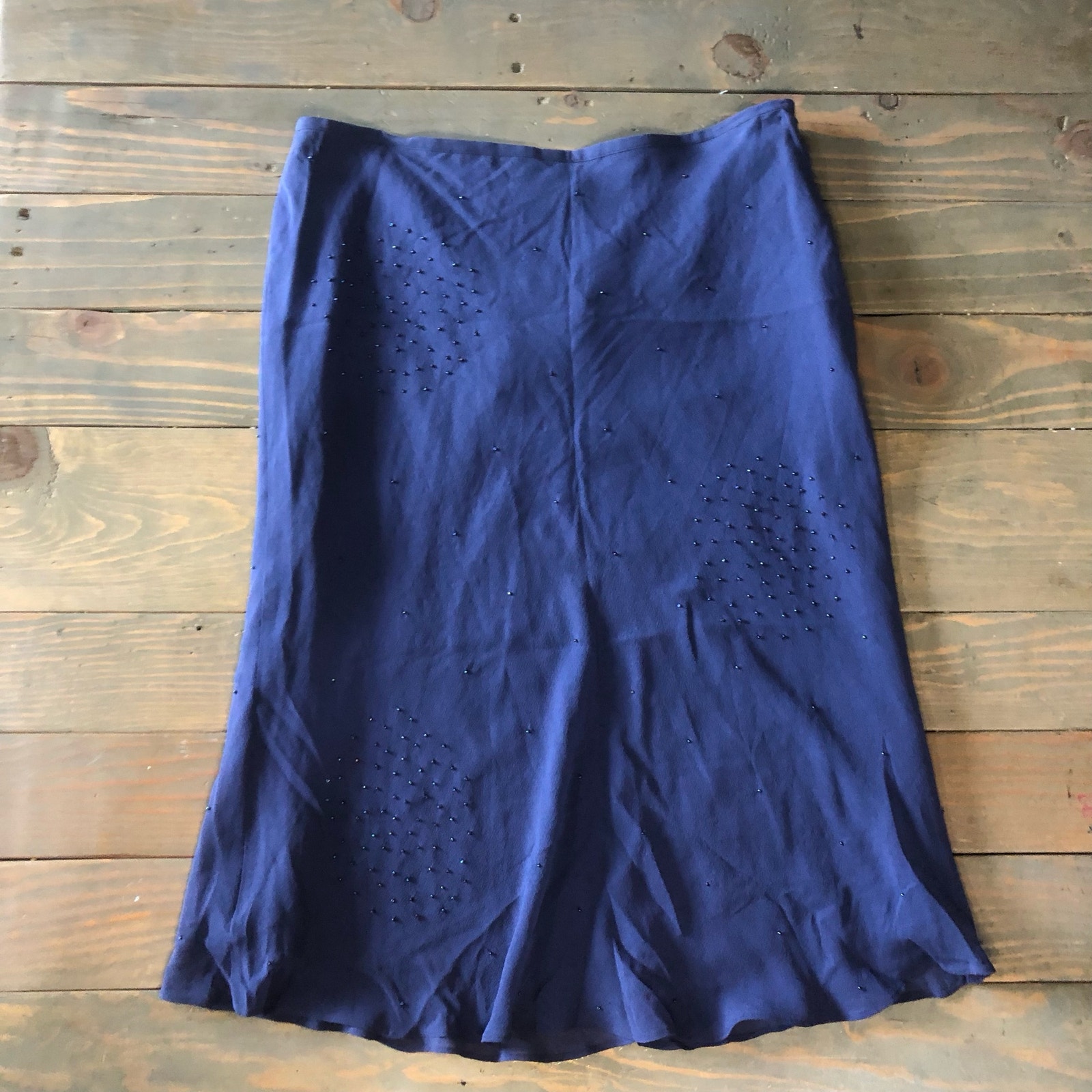 Casual Corner royal blue flared lined sheer skirt women's size 14 NEW