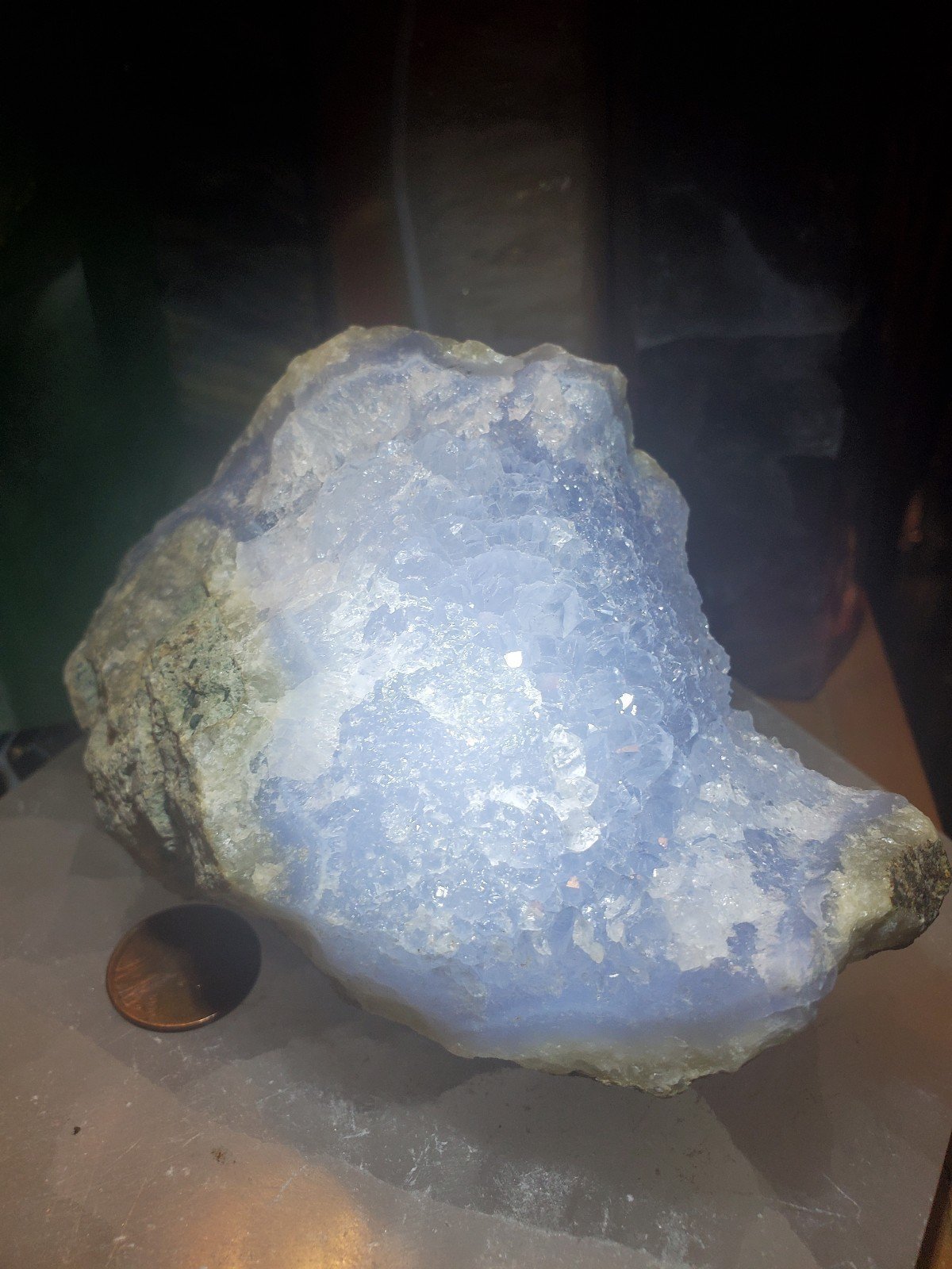 Rare Blue Lace Agate Big Druzy Crystal Specimen Gemstone Cluster With Gift