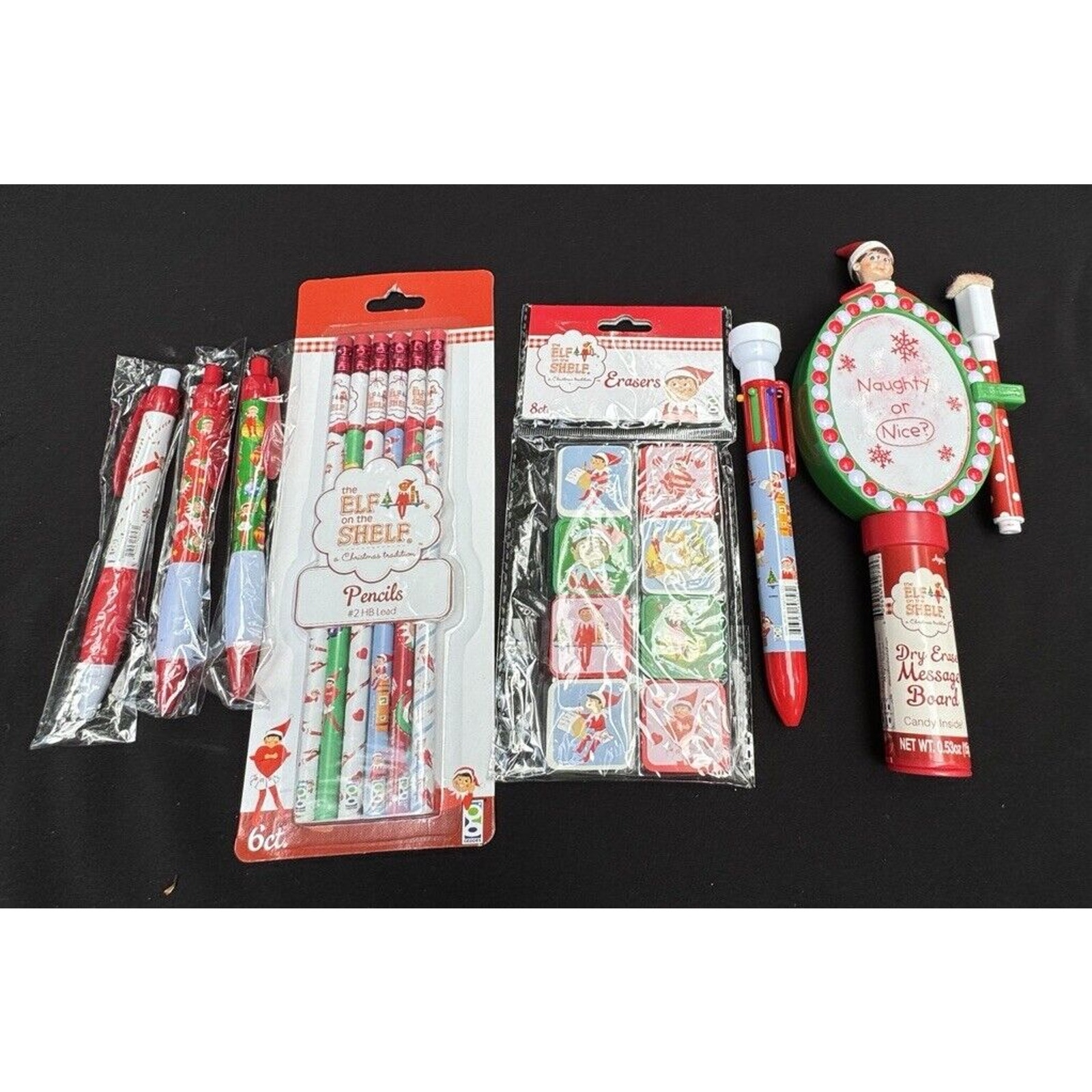 Official Elf on the Shelf Art Supplies Pencils Erasers Pins & More Some Are New!