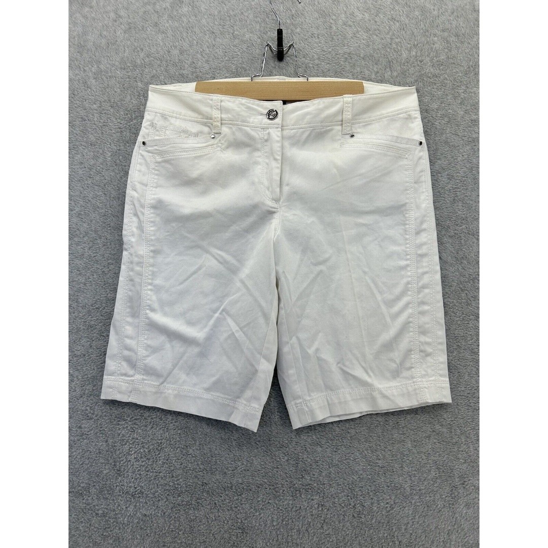 WHBM Women's Shorts Bermuda Solid White Size 6 Cotton blend