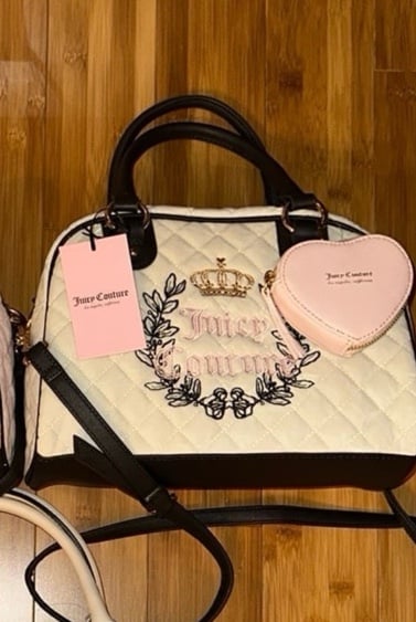 Juicy Couture Royal Moment Quilted Velour Bowler Bag