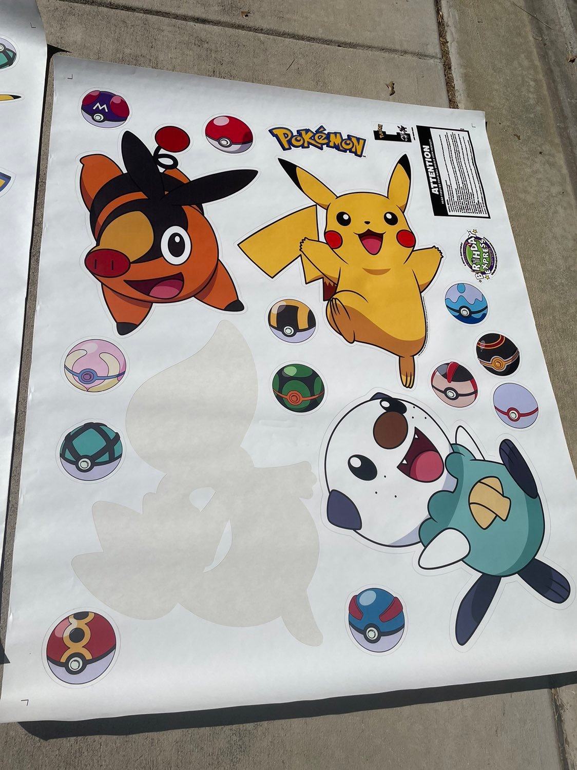 2011 Pokémon wall Decals Two Sheets Missing One Snivey