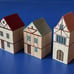 Set of 3 Town Houses wooden toy Erzgebirge village Gault castle germany putz