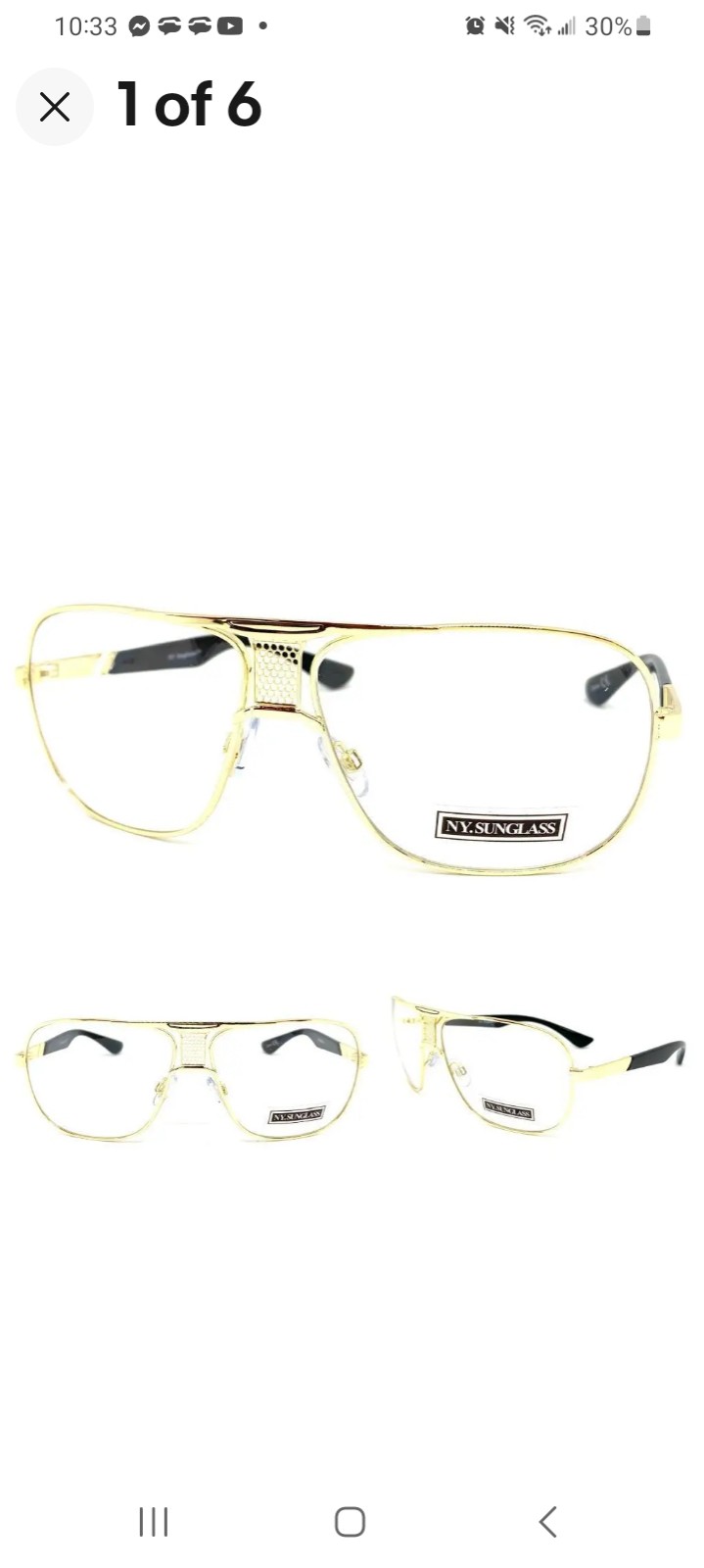 Men's Classic Retro Hip Hop Rapper Style Clear Lens EYE GLASSES Large Gold Frame