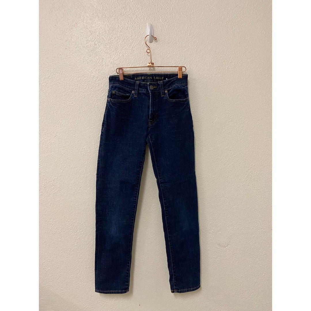 american eagle next level flex slim straight dark denim blue jeans size 26 x 30