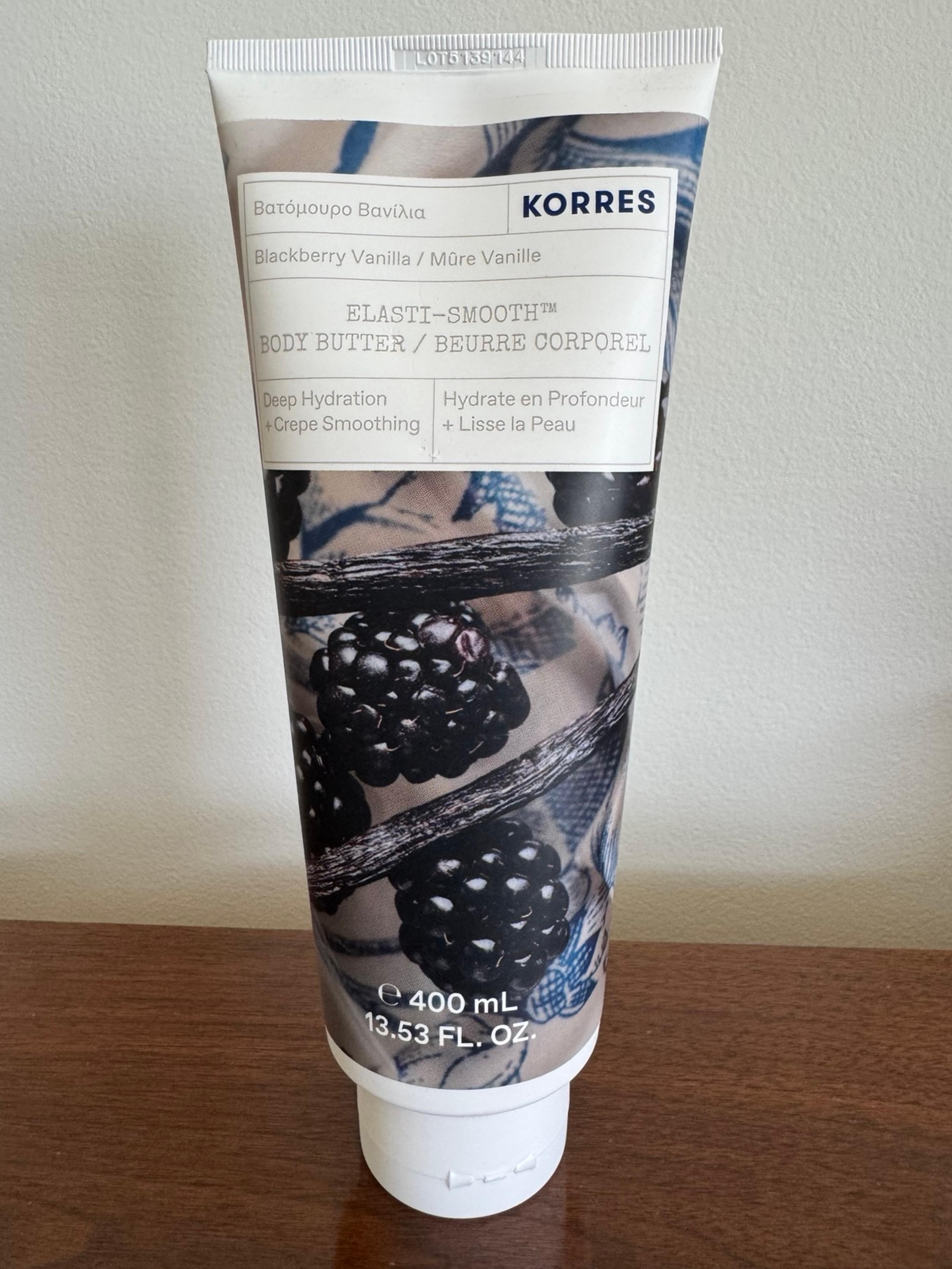 SEALED Korres Elasti-smooth body butter in BlackBerry Vanilla. 13.53 FL OZ
