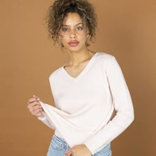Brazeau tricot ivory cashmere v neck sweater