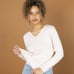 Brazeau tricot ivory cashmere v neck sweater